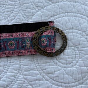 Darin Bohemian Pink and Blue Belt with Bronze Buckle